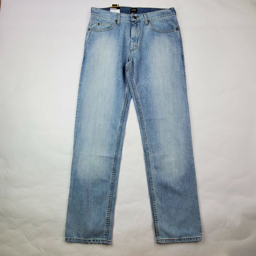 Lee Straight Leg Jeans Mens Size 34X34 Light Wash Regular Fit 100% Cotton NWT